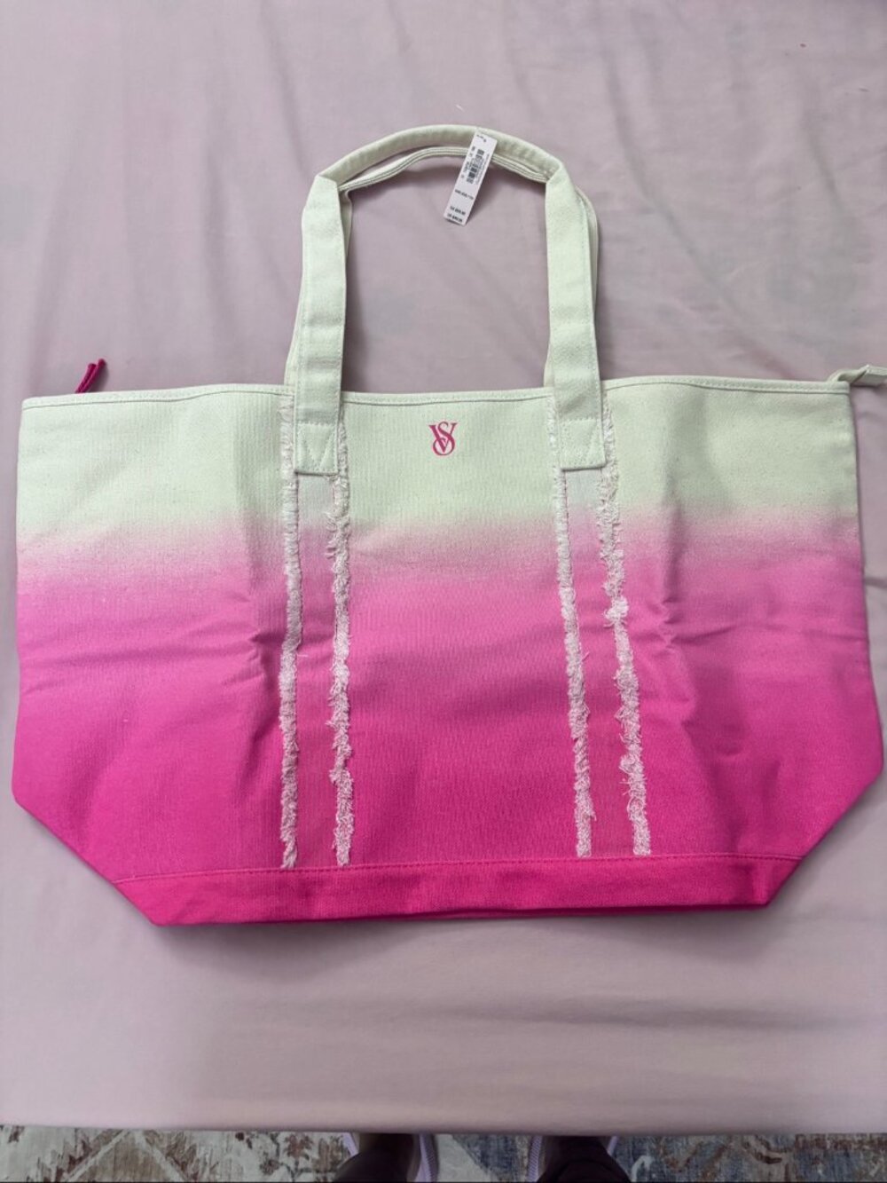 Victoria's Secret NWT Ombre Pink Canvas Tote Bag